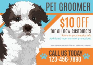 Farmers Branch Print Shop illustration of puppy advertising a pet groomer vector id535005425 300x210